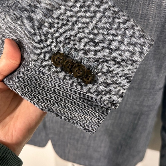 Banana Republic Slim Fit Linen-Blend Blazer 40R – Blue Textured Lightweight J - Picture 5 of 7